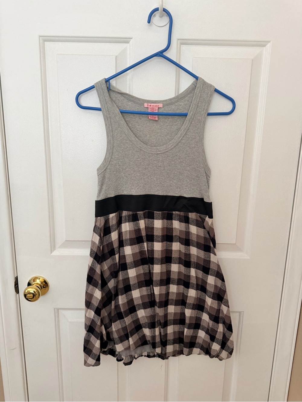 Fire Los Angeles Grey & Black Plaid Tank Dress